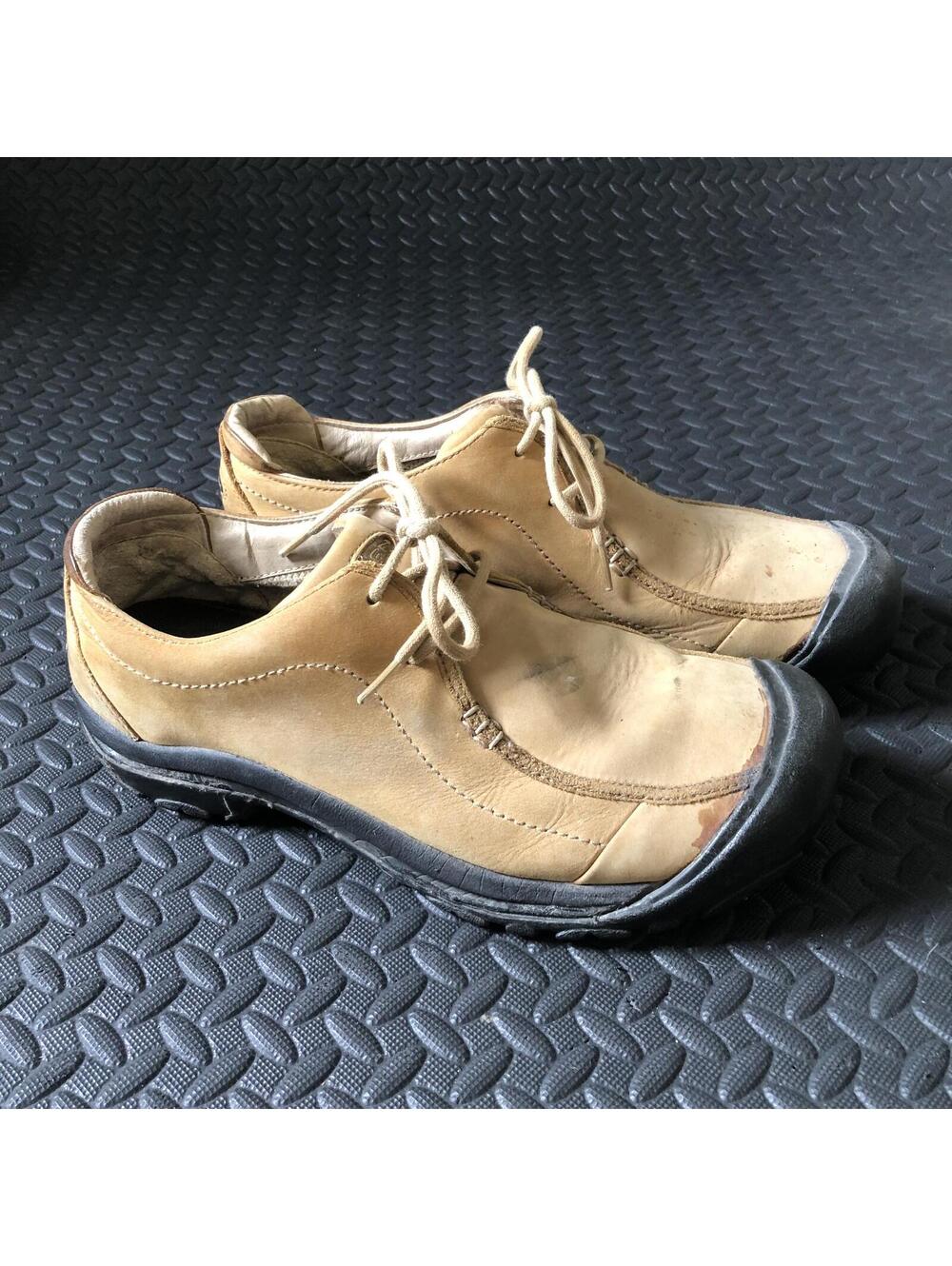 Men's Keen Tan Leather Lace-Up Casual Shoes with Black Soles Size 12